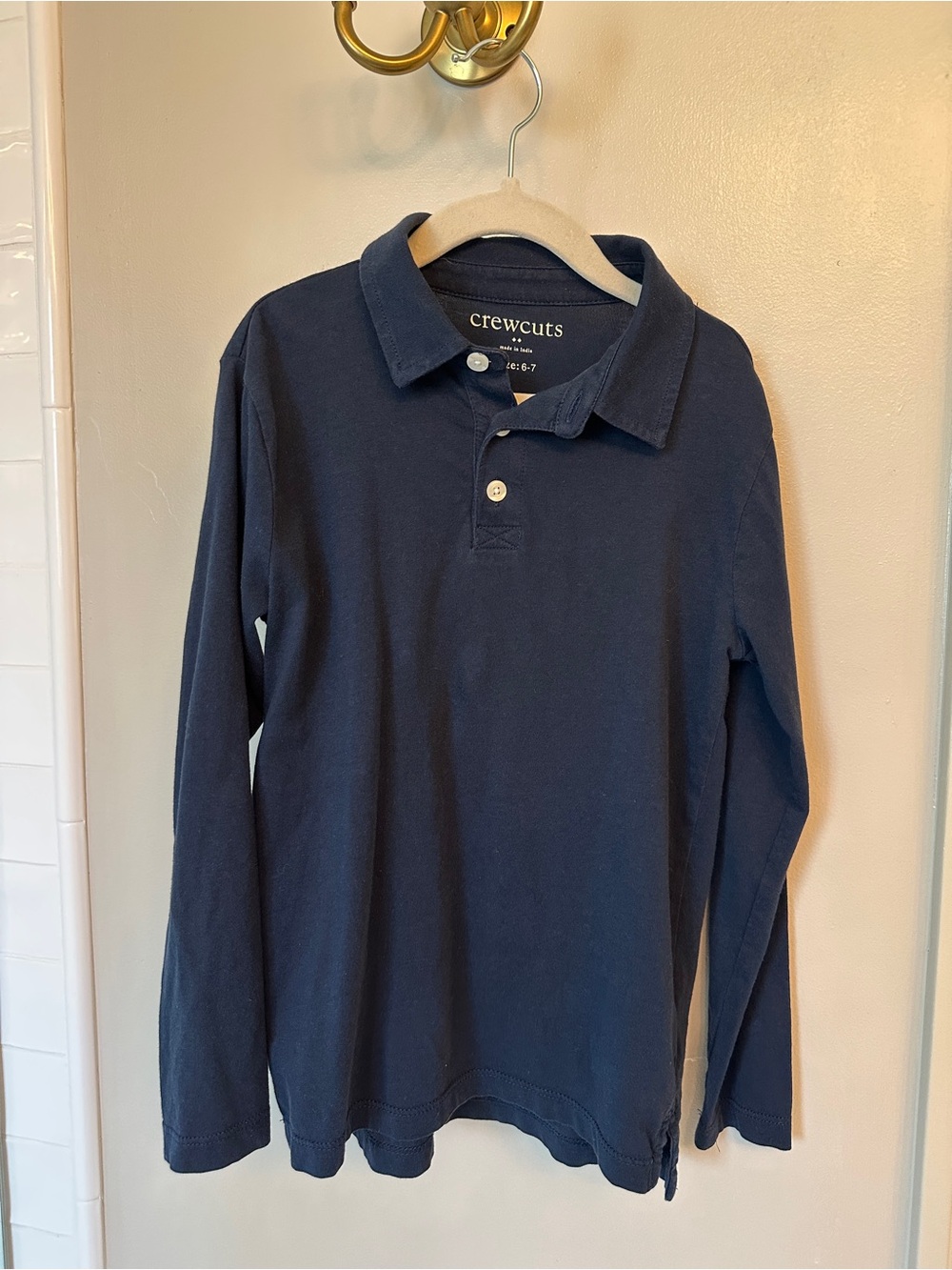 Crewcuts Navy Blue Long-Sleeve Polo Shirt